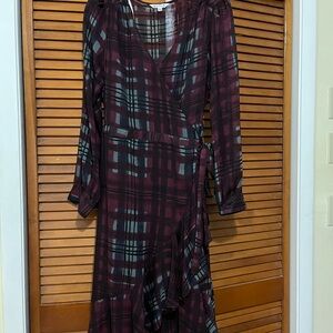 Nanette Lepore Burgundy, Gray & Black V-neck dress.